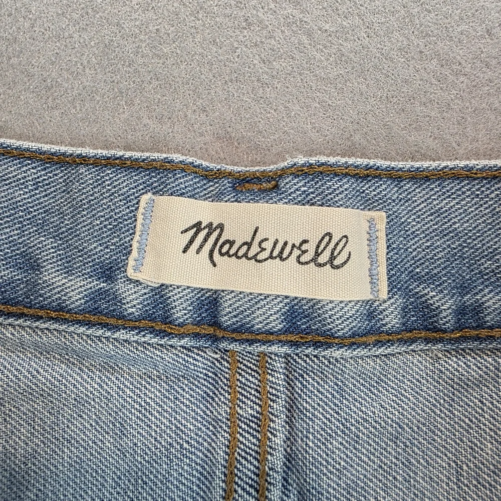 Madewell Perfect Jean Short Distressed Denim Jean Shorts Mid Wash‎ Fray Hem 27